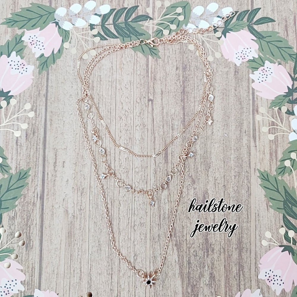❤️ 3/$30 Layered Stars & Black Sun Necklace - Picture 7 of 10